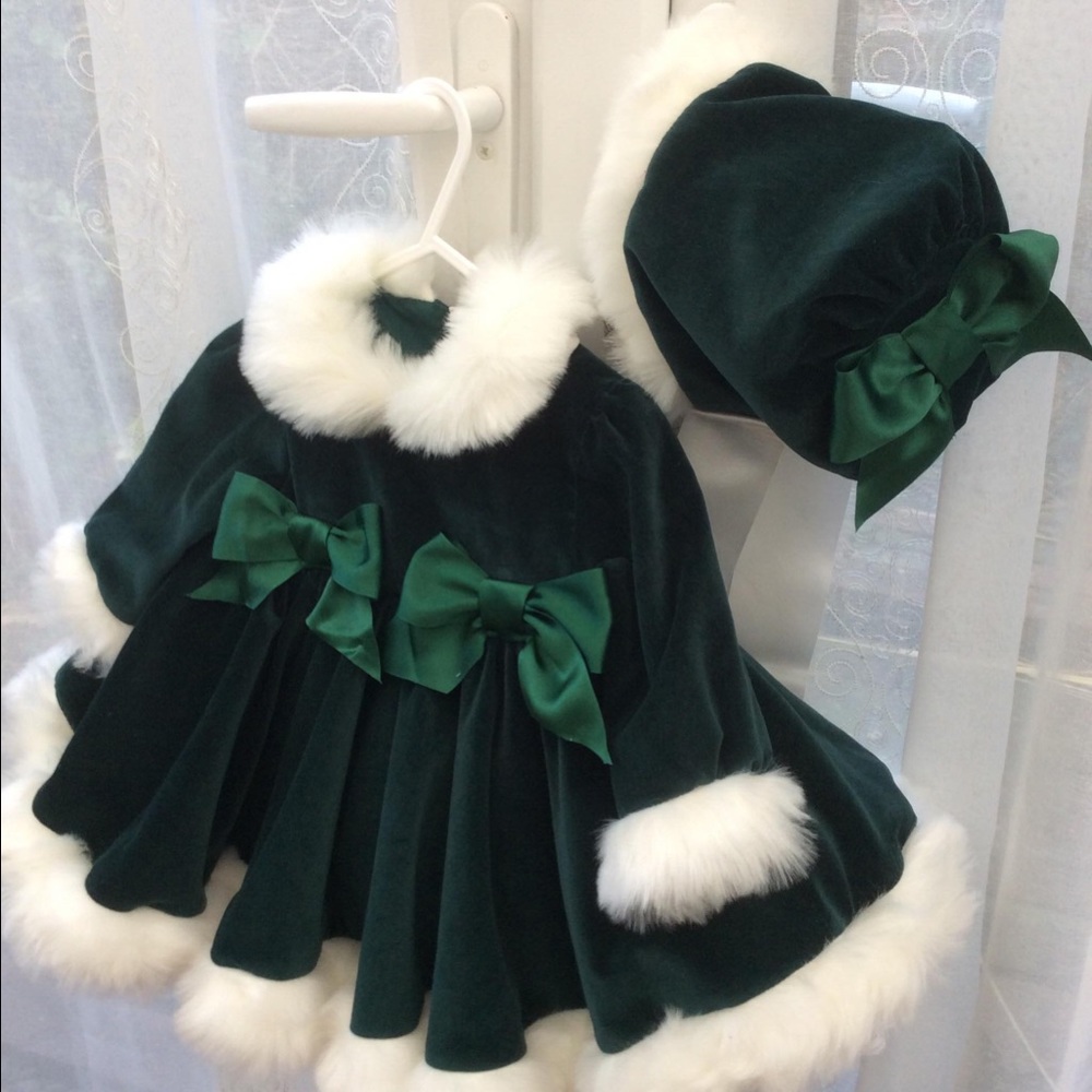 Custom Spanish dress, bloomers, and bonnet